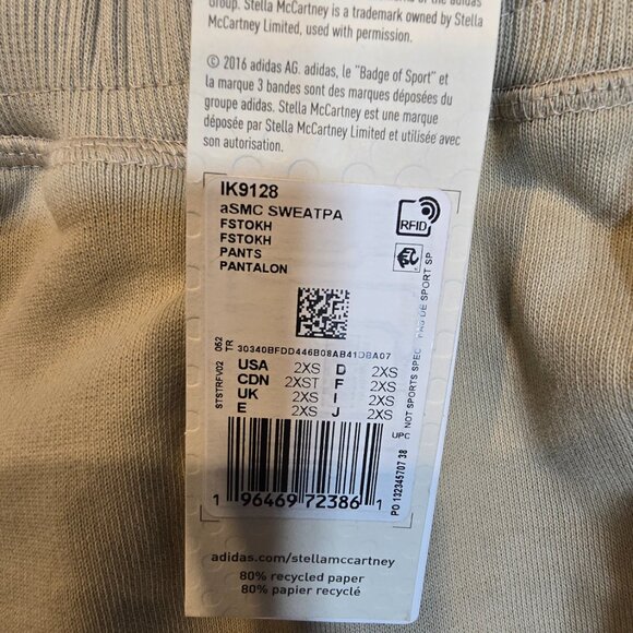 Brand New adidas by Stella McCartney Regular Sweatpants Beige IK9128 XXS/XS NEW - Picture 6 of 16